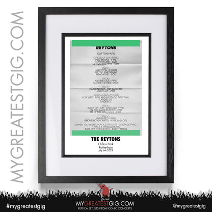 The Reytons - Rotherham - July 6th 2024 Replica Setlist Poster