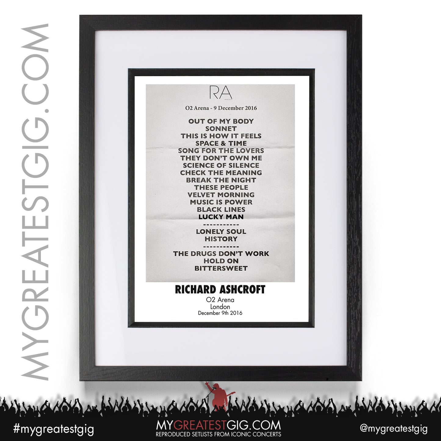 Richard Ashcroft - London - December 9th 2016 Recreated Setlist Poster