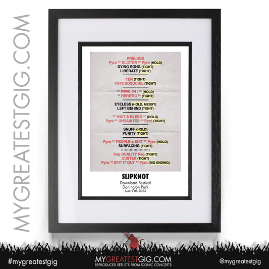 Slipknot - Download Festival - June 11th 2023 Recreated Setlist Poster