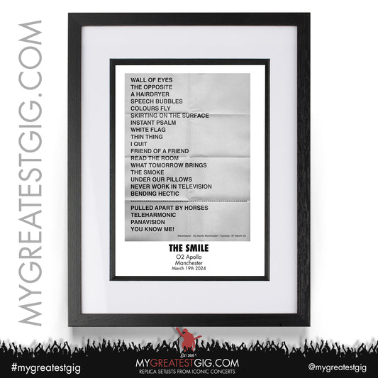 The Smile - Manchester - March 19th 2024 Replica Setlist Poster