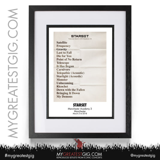 Starset - Manchester - March 21st 2018 Recreated Setlist Poster