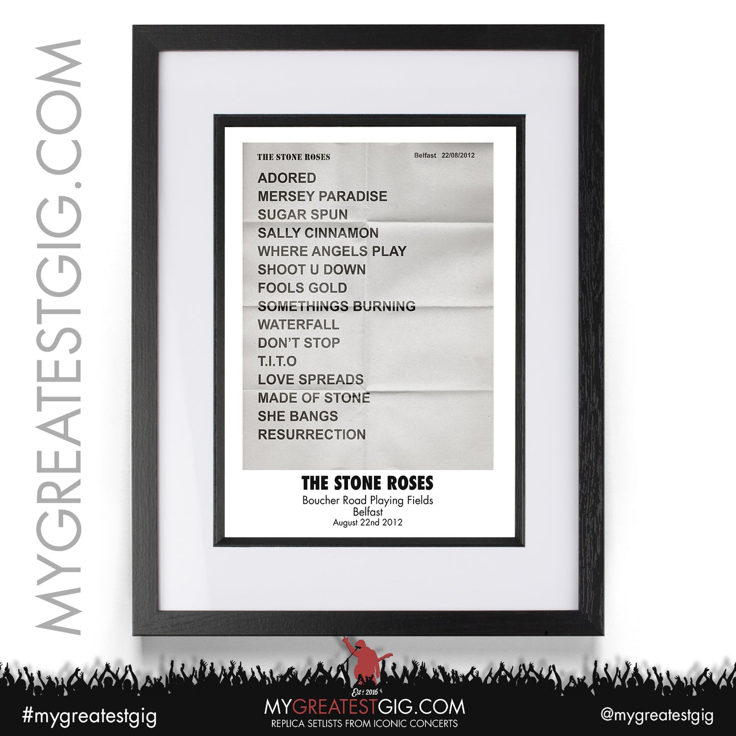 The Stone Roses - Belfast - August 22nd 2012 Replica Setlist Poster