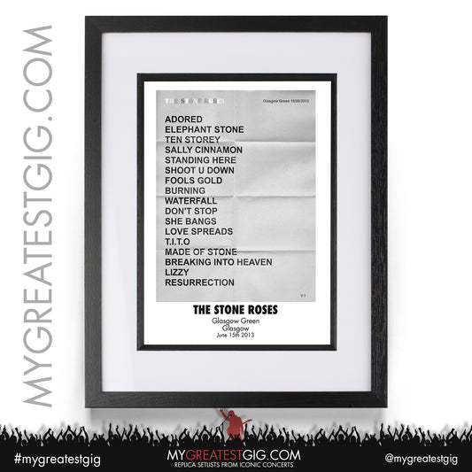 Stone Roses - Glasgow - June 15th 2013 Replica Setlist Poster