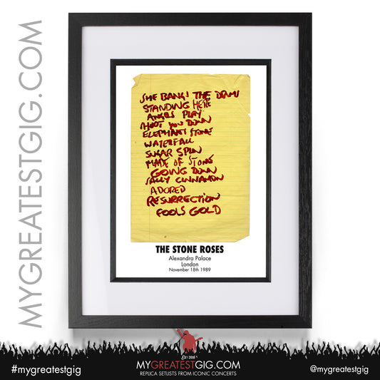 Stone Roses - London - Nov 18th 1989 Recreated Set List Poster