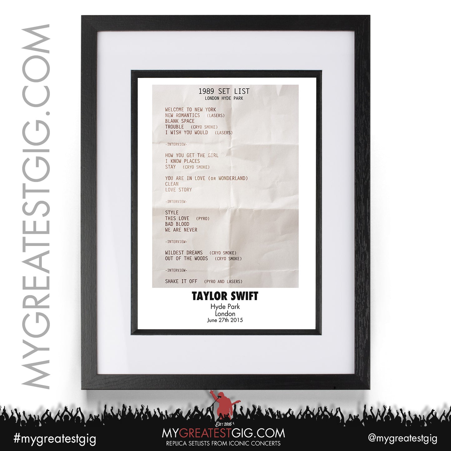 Taylor Swift - London - June 27th 2015 Replica Setlist Poster