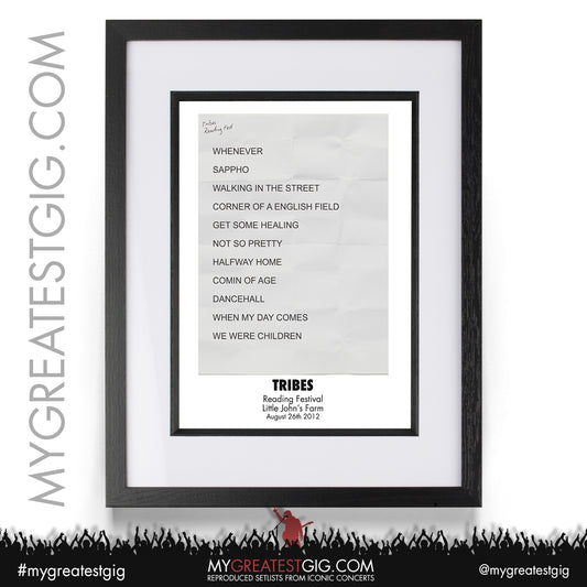 Tribes - Reading Festival - August 26th 2012 Recreated Setlist Poster