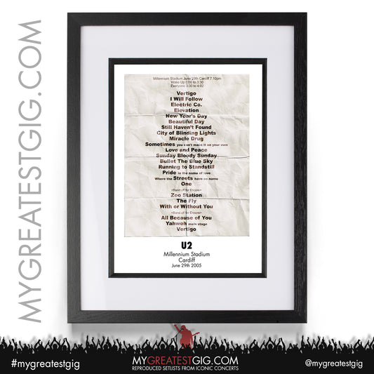 U2 - Cardiff - June 29th 2005 Recreated Setlist Poster