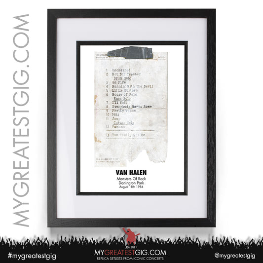 Van Halen - Monsters Of Rock - August 18th 1984 Replica Setlist Poster