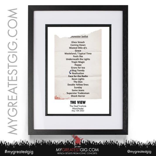 The View - Manchester - May 10th 2023 Replica Setlist Poster