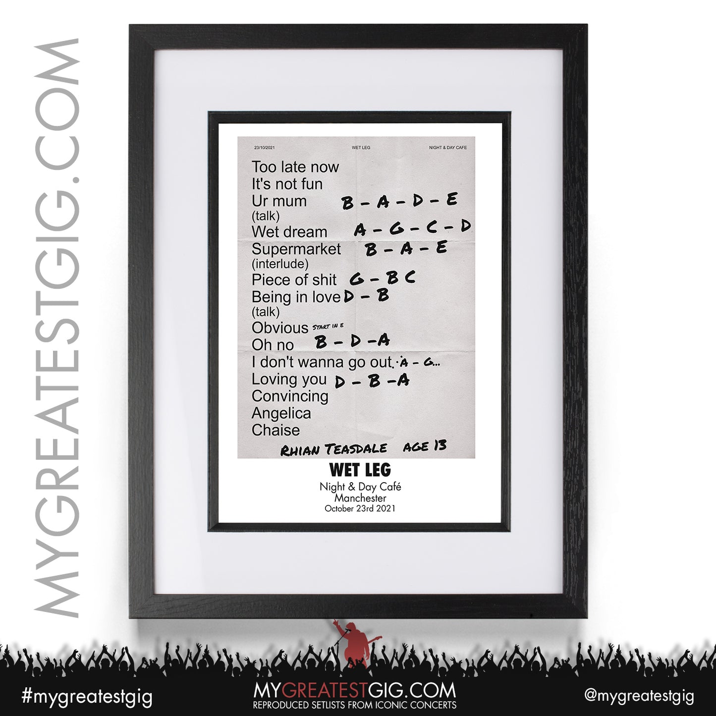 Wet Leg - Manchester - October 23rd 2021 Recreated Setlist Poster