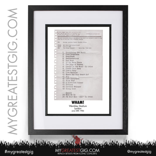 Wham - London - June 28th 1986 Replica Setlist Poster